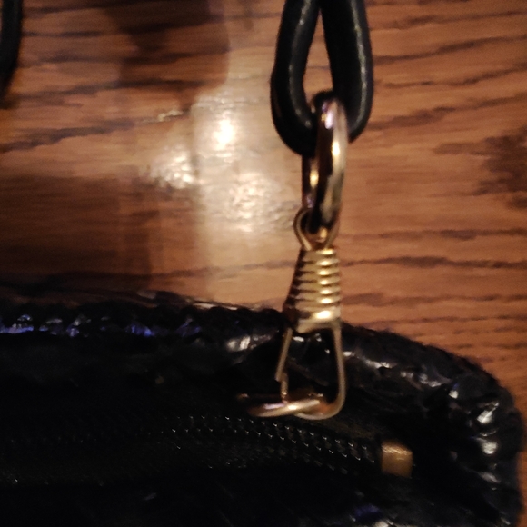 NWOT VINTAGE Pantera Black Snakeskin Leather Crossbody Bag Purse Clutch - Picture 8 of 9
